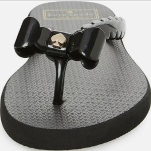 Kate Spade Black Bow Rubber Flip Flops (Denise)